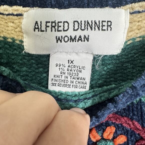 Alfred Dunner Woman 1X Sweater Knit Striped Floral Embroidered Pullover - Picture 7 of 10